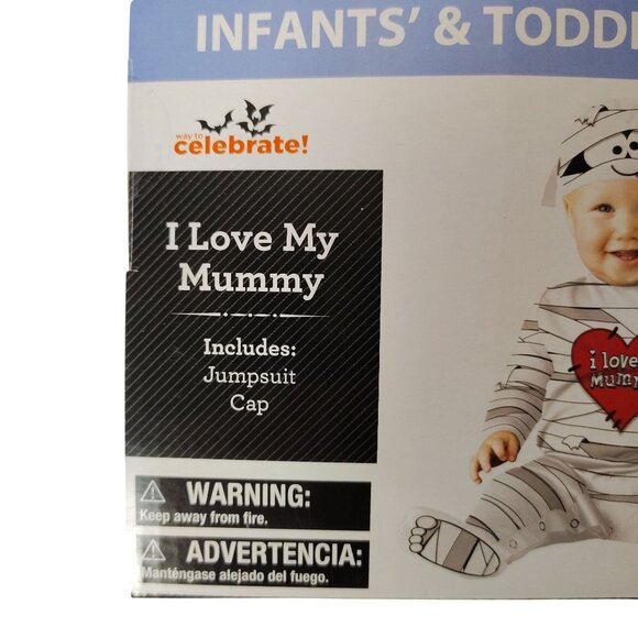 Infant 0-6 Months I Love My Mummy Jumpsuit and Cap Halloween Costume - Picture 4 of 7